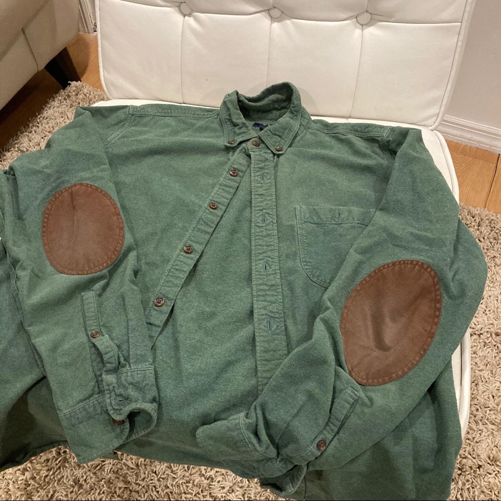 Green J.Crew Longsleeve Buttondown (w/ elbow pads)